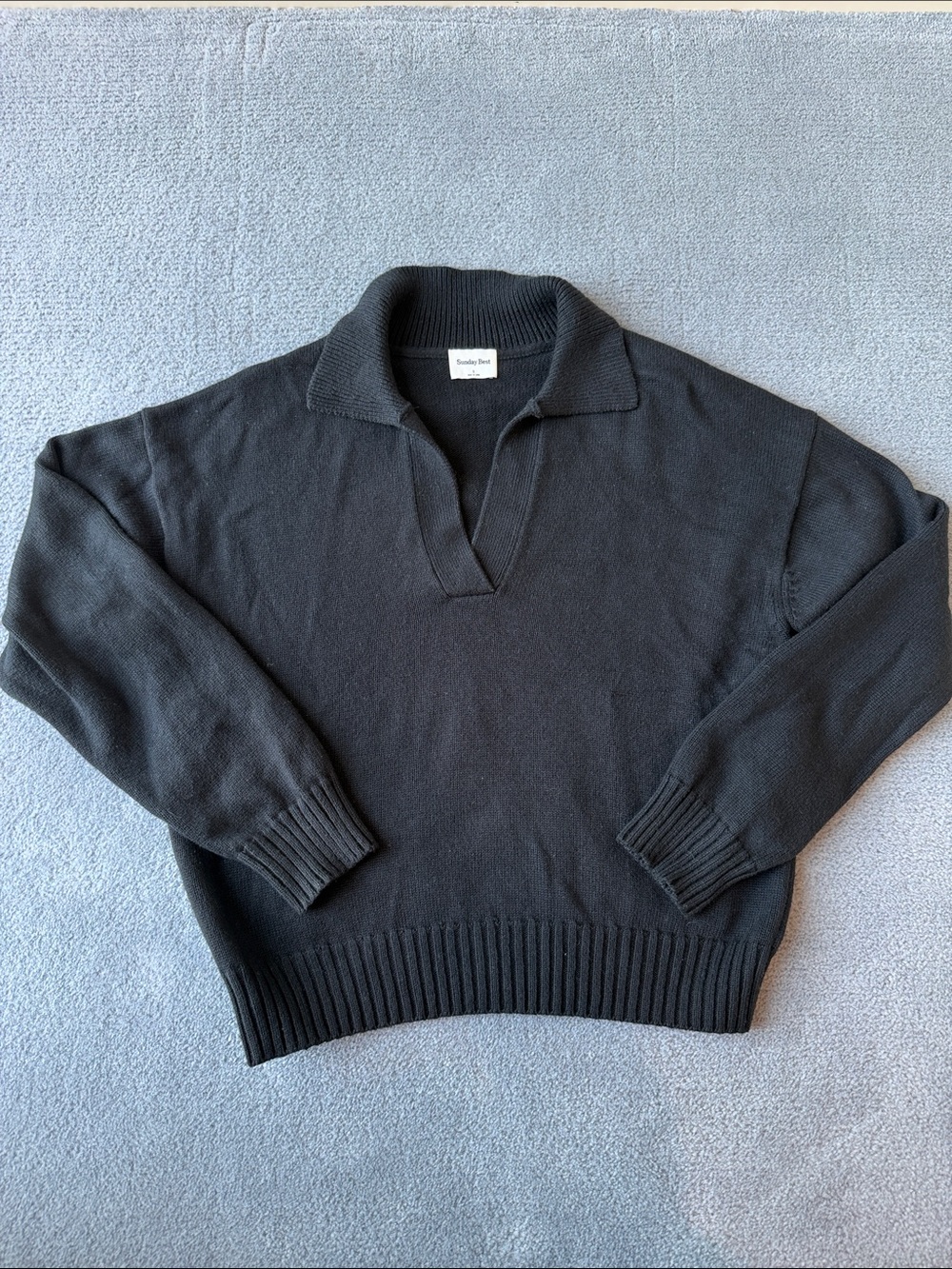 Sunday Best Black V-Neck Collared Sweater